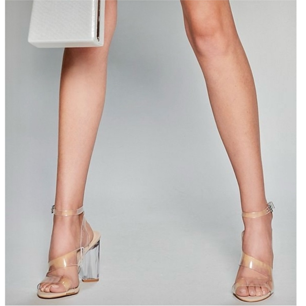 Gianni Bini Clear Strap Block Heels